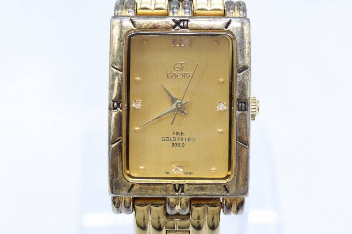 【W140-1】動作品 電池交換済 klaeuse クロイゼ FINE GOLD FILLED 999.9 腕時計 SK-280-F レディース【送料全国一律185円】