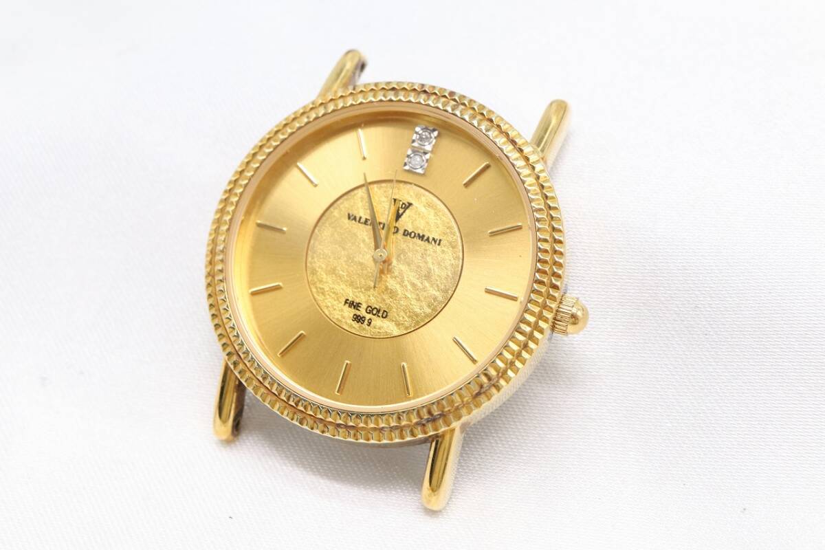 【W140-41】動作品 電池交換済 VALENTINO DOMANI ヴァレンチノドマーニ FINE GOLD 999.9 純金文字盤 腕時計 フェイスのみ VD-1023 メンズの画像1