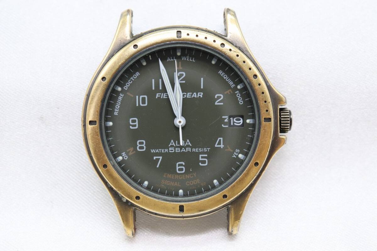 【W140-45】動作品 電池交換済 SEIKO ALBA FIELD GEAR セイコー アルバ フィールドギア 腕時計 フェイスのみ Y142-6020 メンズの画像2