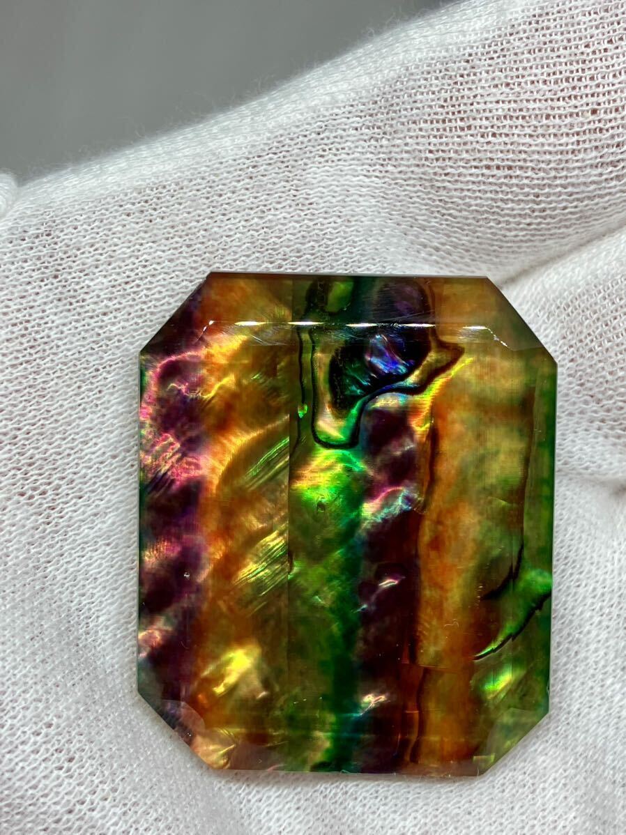 【アンモライト】71.10ct裸石 化石 宝石 オパール化 Ammolite 美遊色 ルースストーン 菊石 の画像5