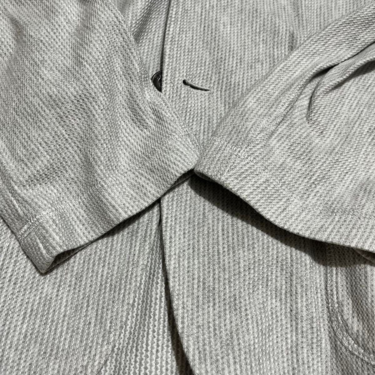 エポカウォモ　美品　アンコンジャケット　グレー　ロゴ貝釦　48　綿　L テーラード ジャケット ブレザー