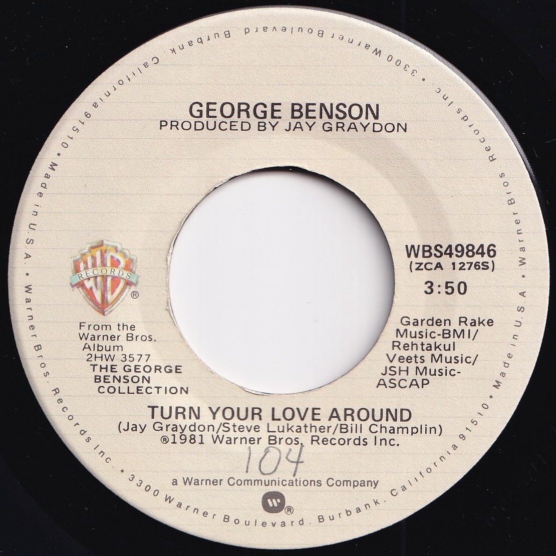 George Benson Turn Your Love Around / Nature Boy Warner Bros. US WBS49846 206483 SOUL ソウル レコード 7インチ 45_画像1