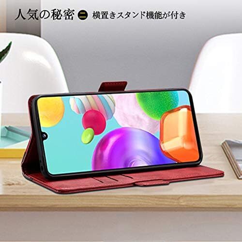 レッド Galaxy A41 対応 ケース 手帳型 SC-41A SCV48 対応 手帳型ケース ギャラクシー A41 対応 カ_画像6