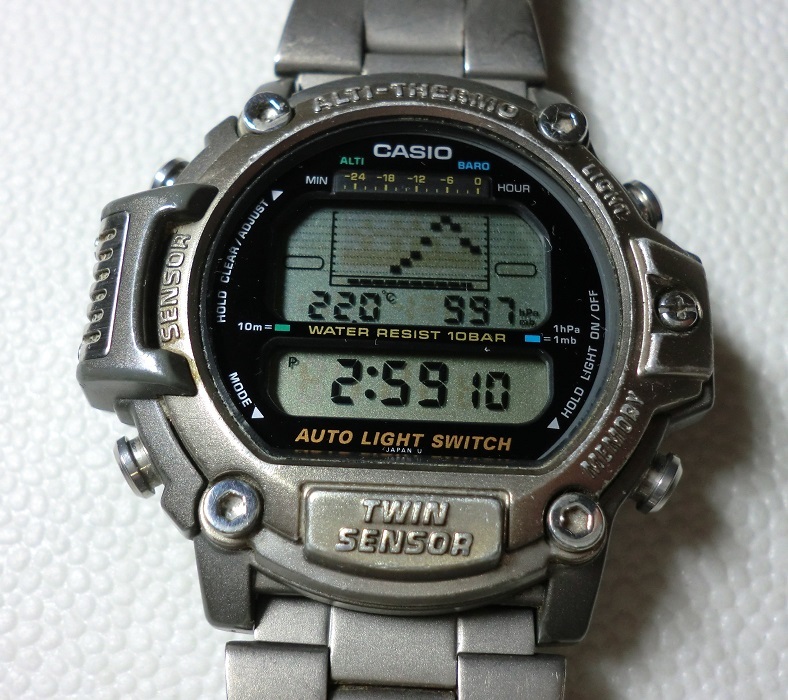 treasure Casio Protrek PRT-311 atmospheric pressure high-quality thermometer . possible titanium band automatic light switch CASIO PROTREK TITANIUM: Real Yahoo auction salling treasure Casio Protrek PRT-311 atmospheric pressure high-quality thermometer . possible titanium band automatic light switch CASIO PROTREK TITANIUM: Real Yahoo auction salling