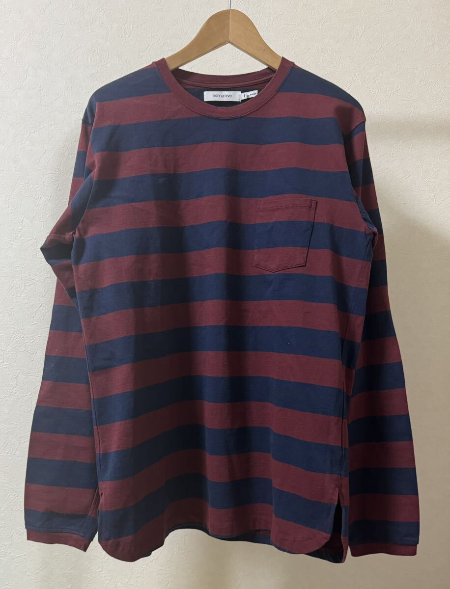 nonnative ノンネイティブ DWELLER L/S TEE COTTON JERSEY WIDE BORDER ロンT 長袖Tシャツ ポケット ボーダー size 1 カットソー _画像2