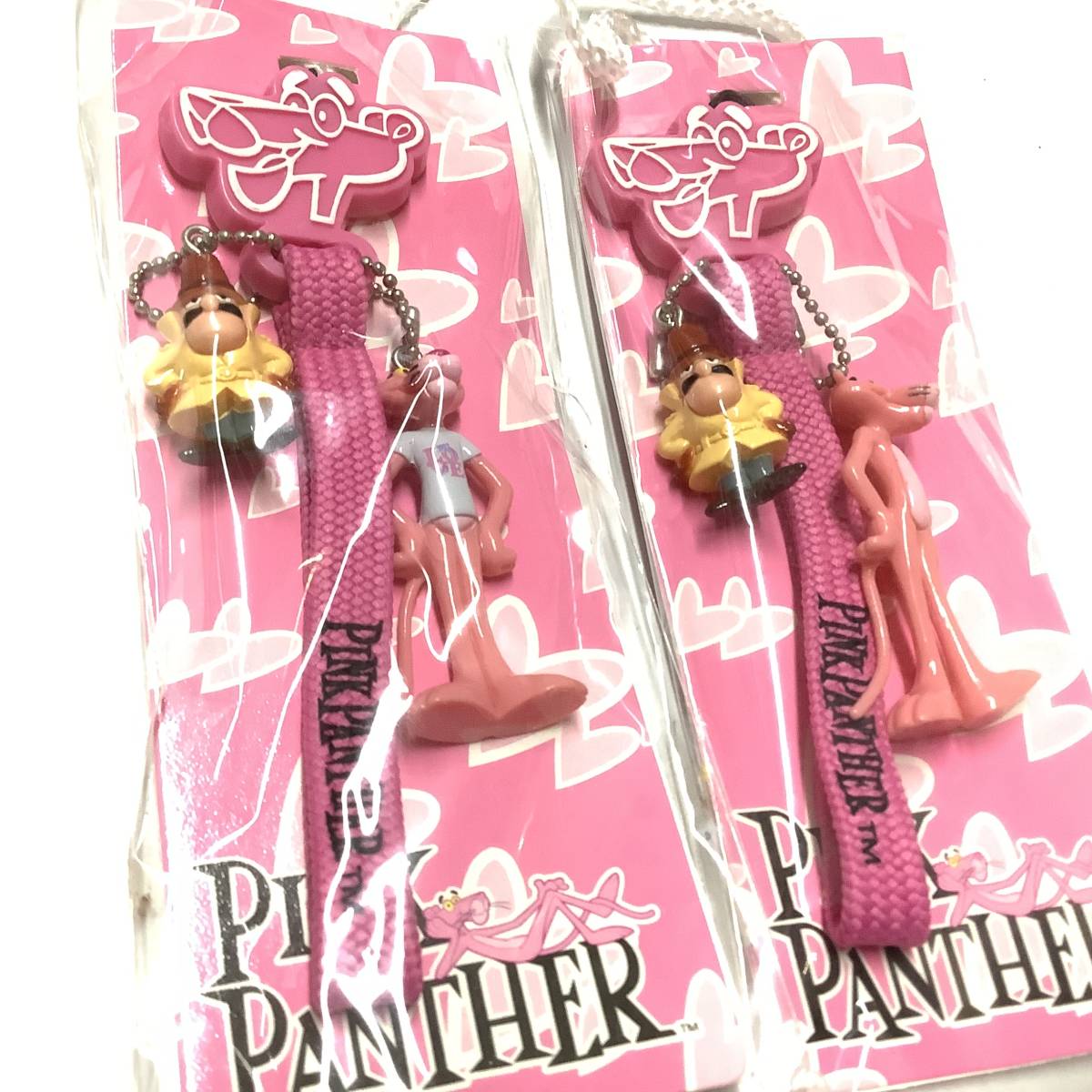 【激レア！新品未使用、非売品】2002年 Pink Panther ピンクパンサー＆クルーゾー警部 ストラップ 4個セット キャラクターグッズ