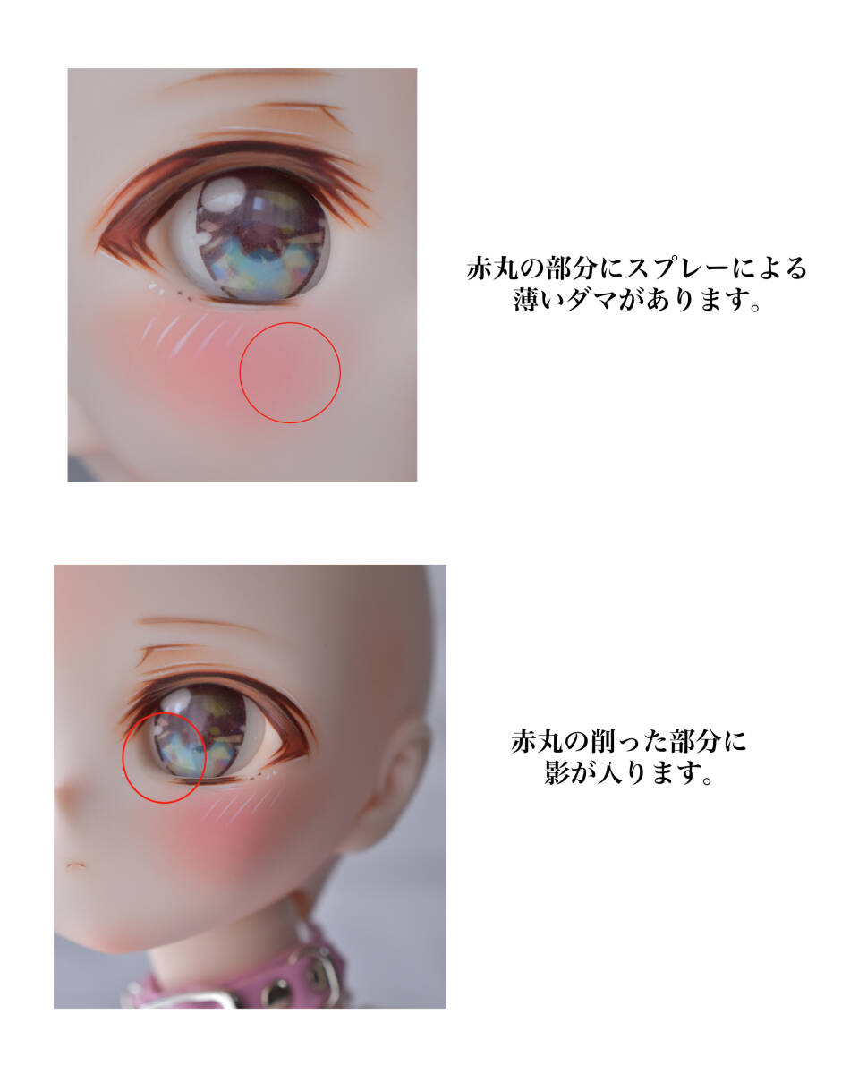 **お餅鳥**DDH-01 セミホワイト肌 カスタムヘッド※難あり +自作アイ2種の画像10