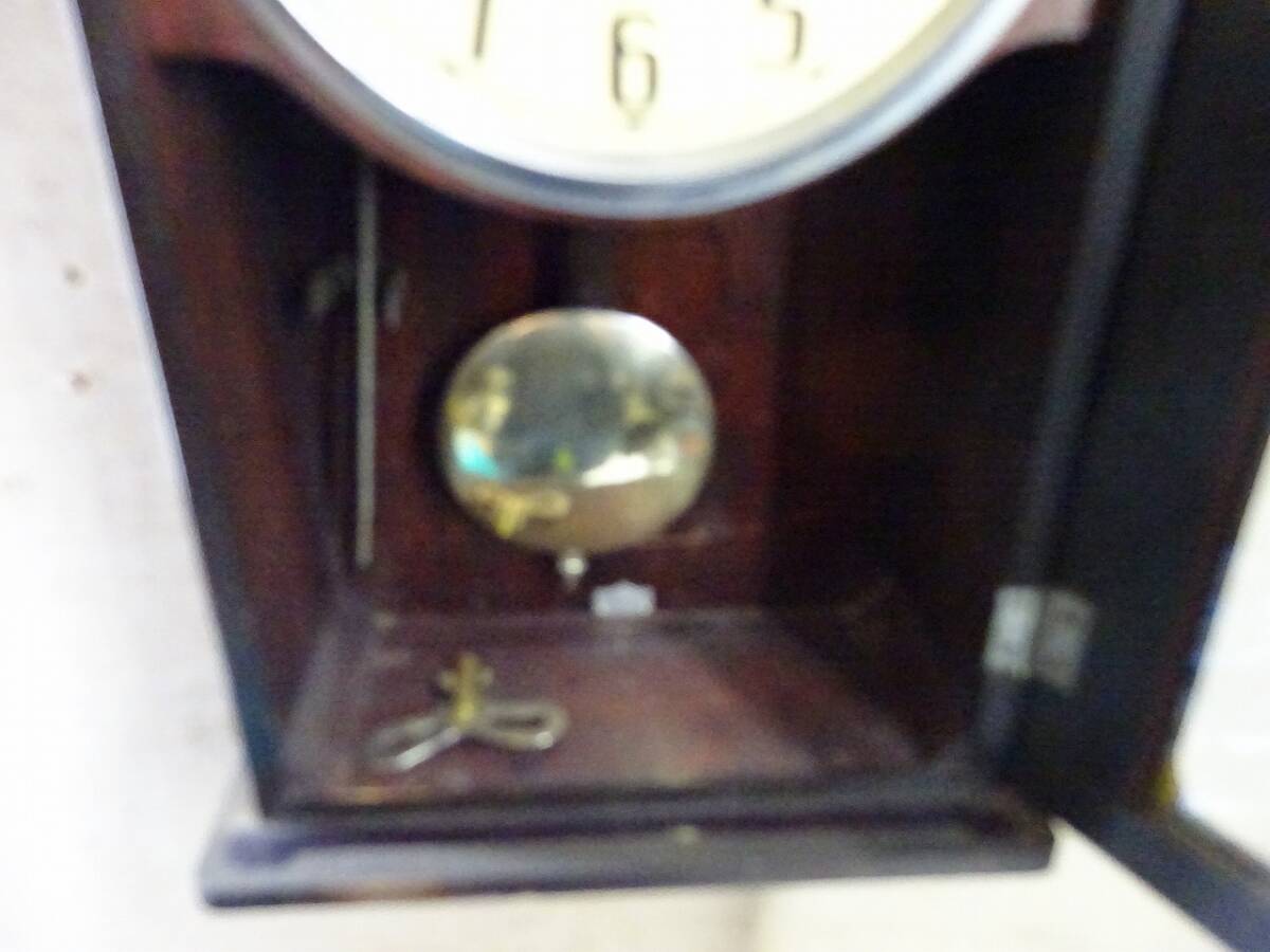 （Nz042408）SEIKOSHA 精工舎 昭和レトロ！ 壁掛け 振り子時計 ゼンマイ式 手巻き ボンボン時計 柱 掛時計 の画像6