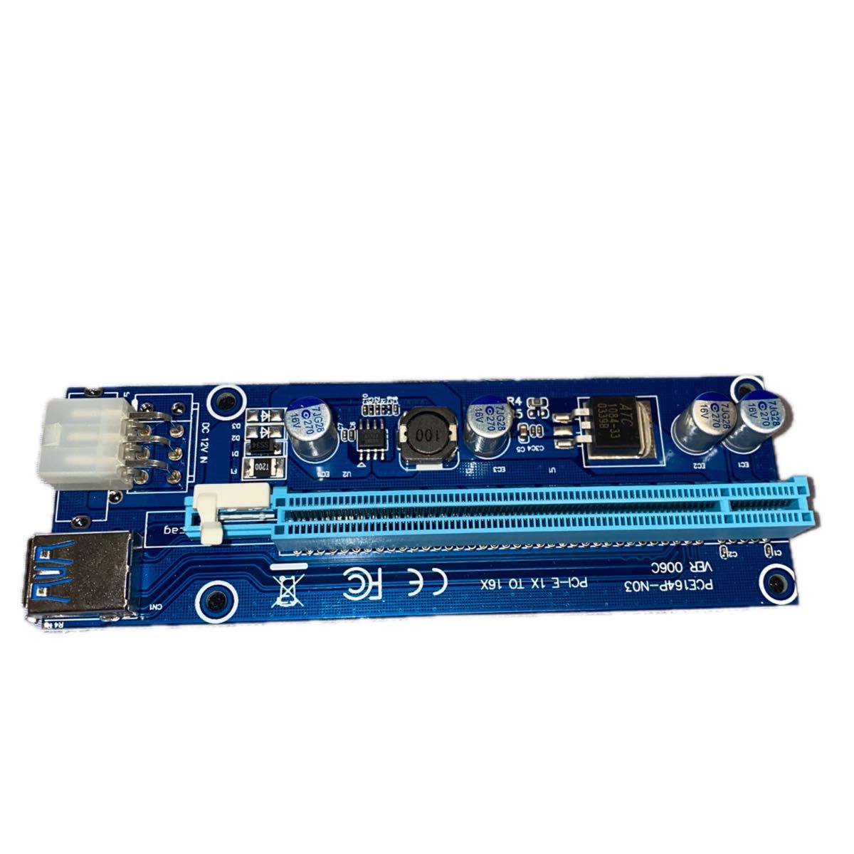 PCI-E 1x - 16x エクステンダーライザーカードアダプタ +電源ケーブル 20cm+USB 3.0延長ケーブル 60cm