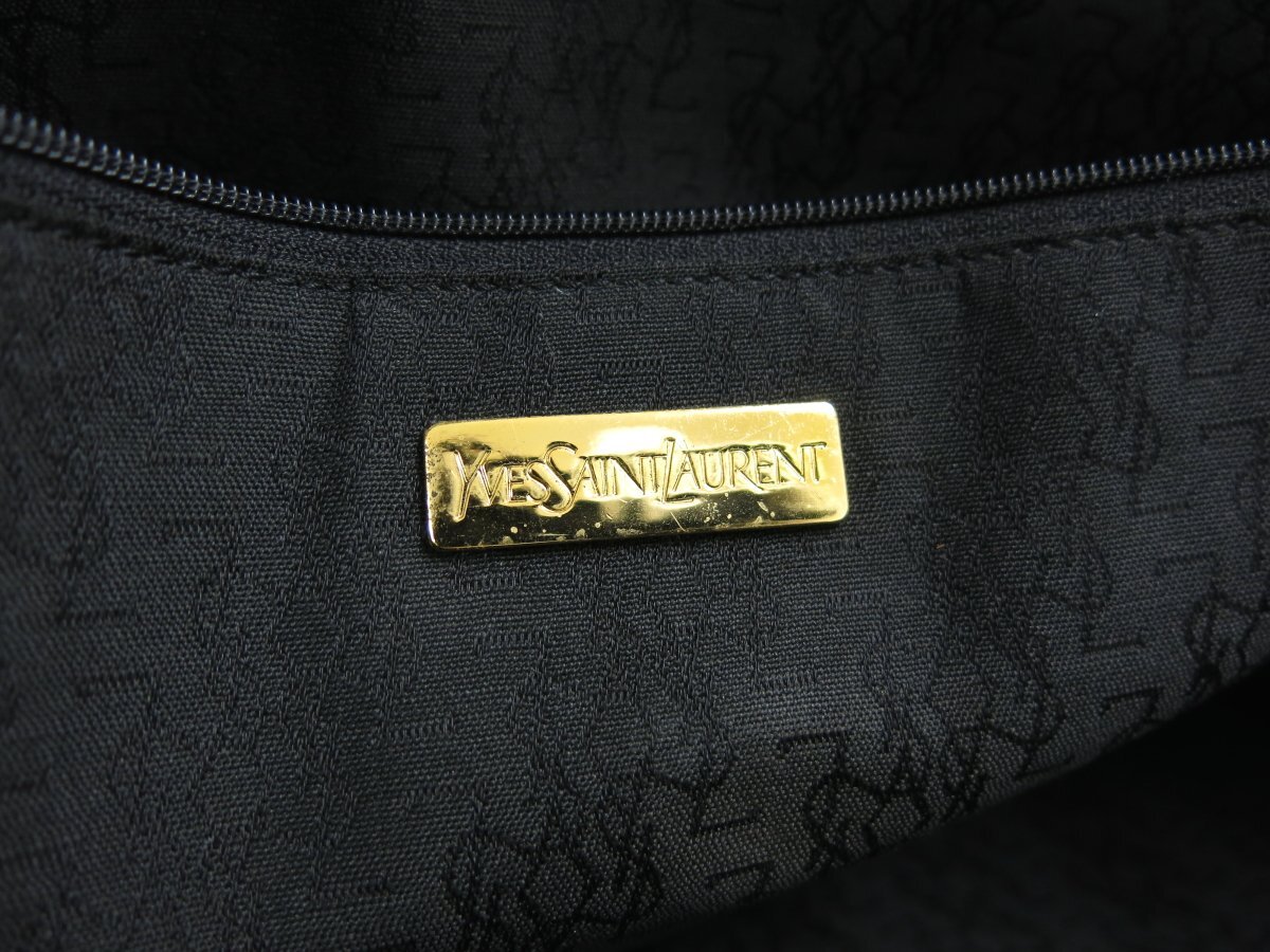 ◆超美品◆YSL Yves Saint-Laurent イヴ・サンローラン◆PVC カーフ レザー 本革◆トート バッグ◆黒 紫 G金具◆ヴィンテージ◆A4742の画像10