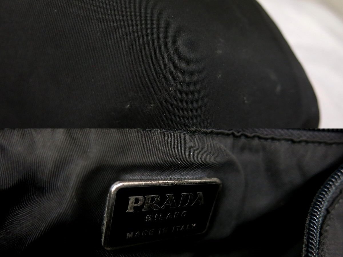 美品●PRADA プラダ●三角ロゴプレート●ポコノ ナイロン●ショルダー バッグ●黒●シルバー金具●イタリア製●斜め掛け●かばん●Js45707の画像10