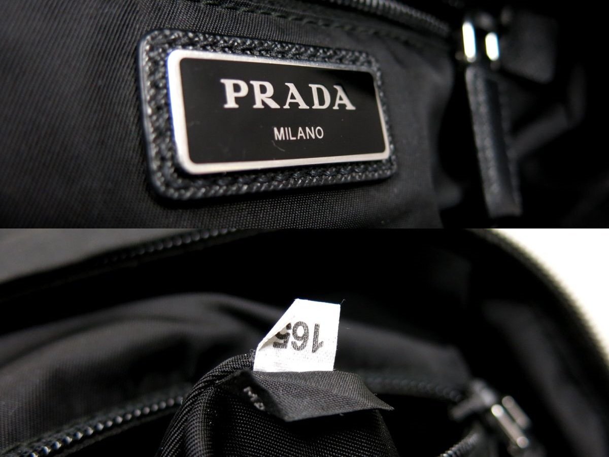 美品●PRADA プラダ●メンズ●2VZ013●三角ロゴプレート●ポコノ ナイロン サフィアーノ レザー 本革●ボディ バッグ●黒●SV金具●Js46106の画像7