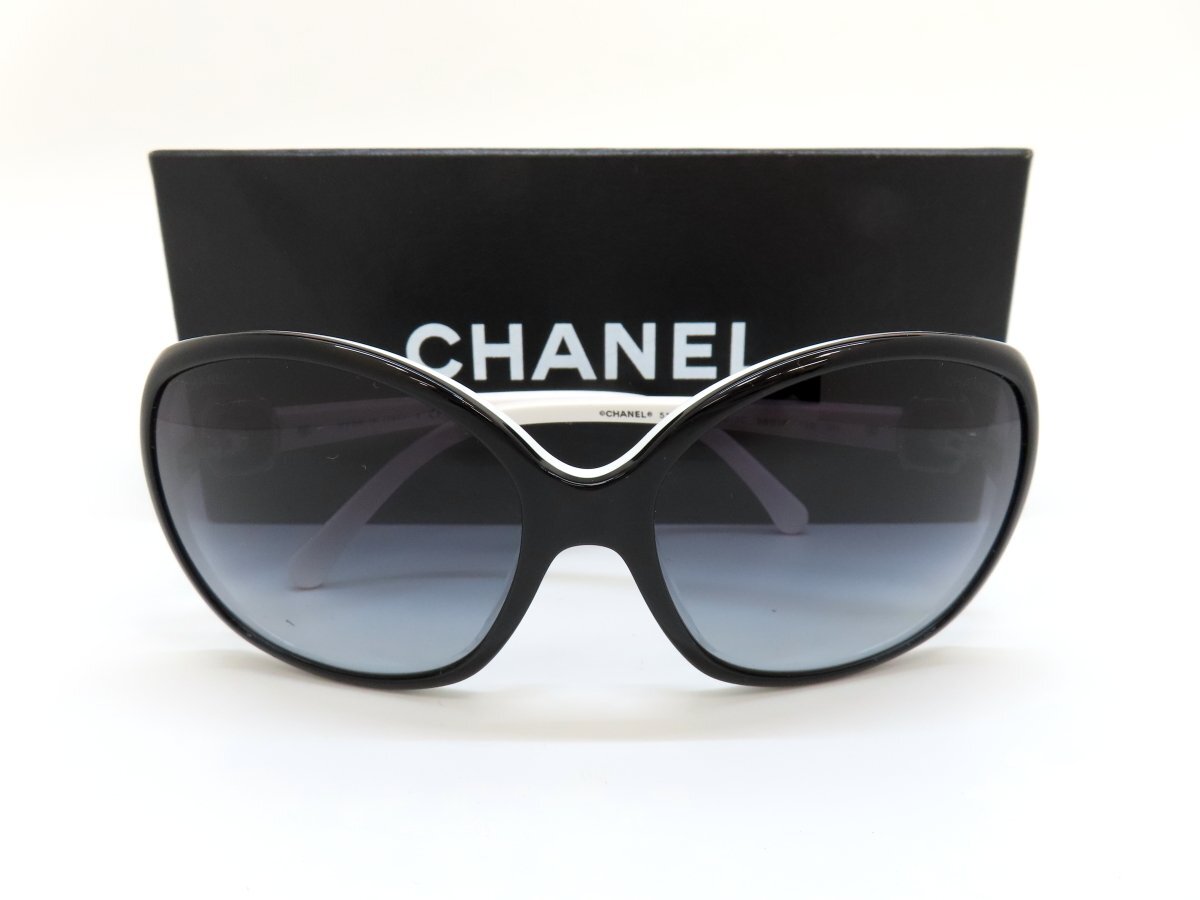 ◆美品◆CHANEL シャネル◆ココマーク 5174-A◆バイカラー◆サングラス◆ブラック ホワイト SV金具◆ヴィンテージ◆ケース付き◆A4781