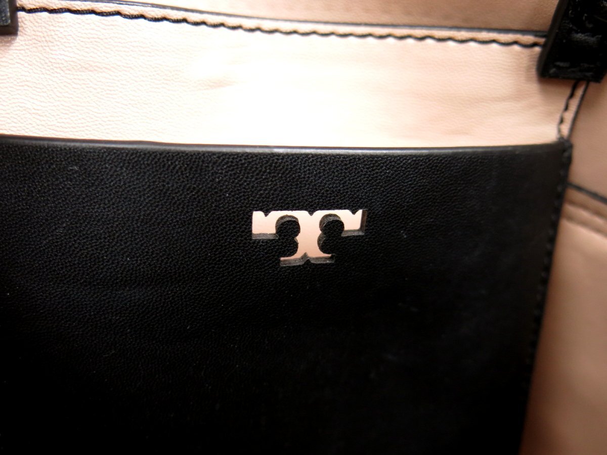 ●美品●TORY BURCH トリーバーチ●ブロックT グロメット●カーフ レザー 本革●2way ショルダー トート バッグ●黒●SV金具●Js45979の画像8