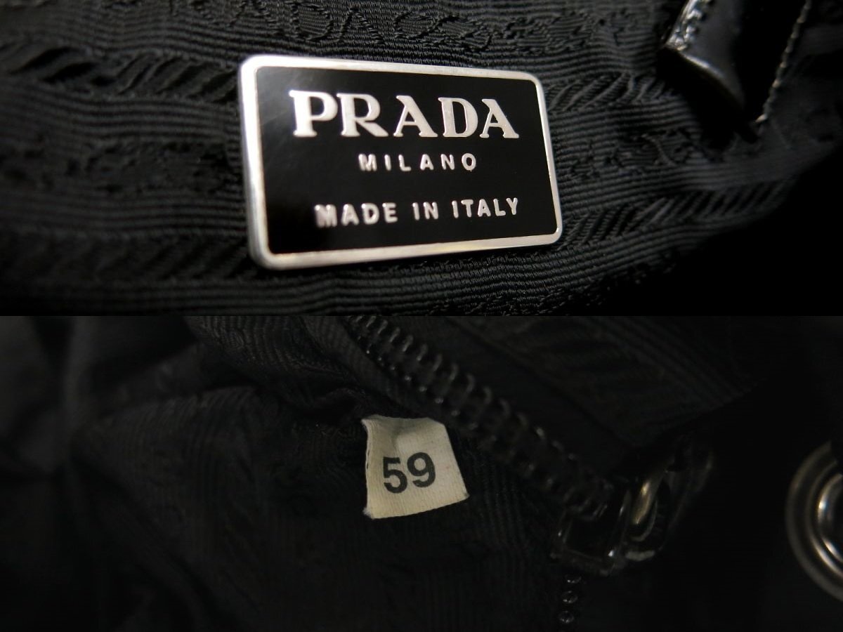 ●超美品●PRADA プラダ●三角ロゴプレート●ダブルポケット●ポコノ ナイロン カーフ レザー●リュックサック●黒●SV金具●B5●Js45830の画像8