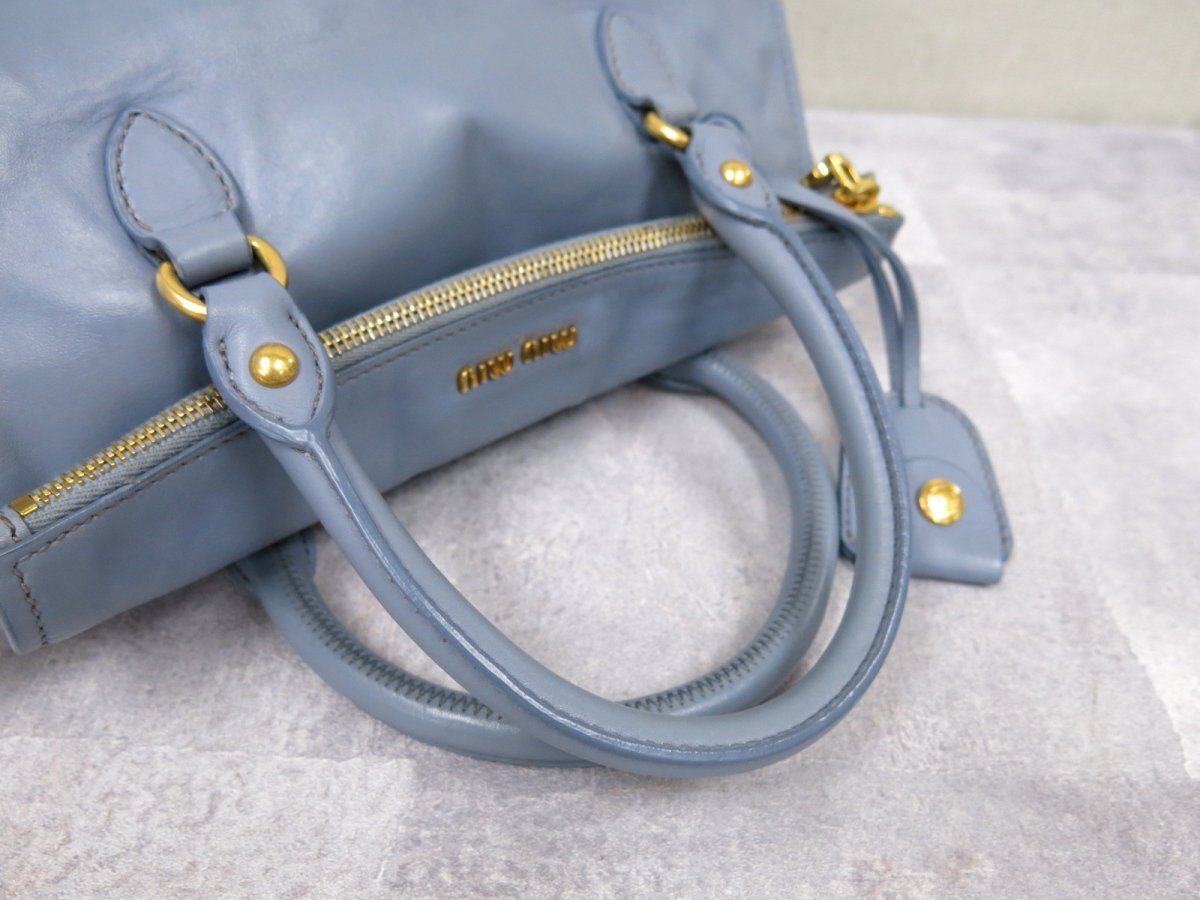 * super-beauty goods *miu miu MiuMiu * archive * car f leather original leather *2way shoulder handbag * hyacinth blue * diagonal ..*Js45445