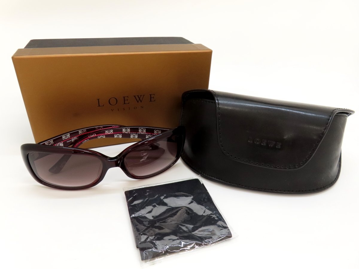 * очень красивый товар *LOEWE Loewe * дыра грамм SLW701G* боковой Logo * солнцезащитные очки * бордо SV металлические принадлежности * градация линзы * с футляром *A4916