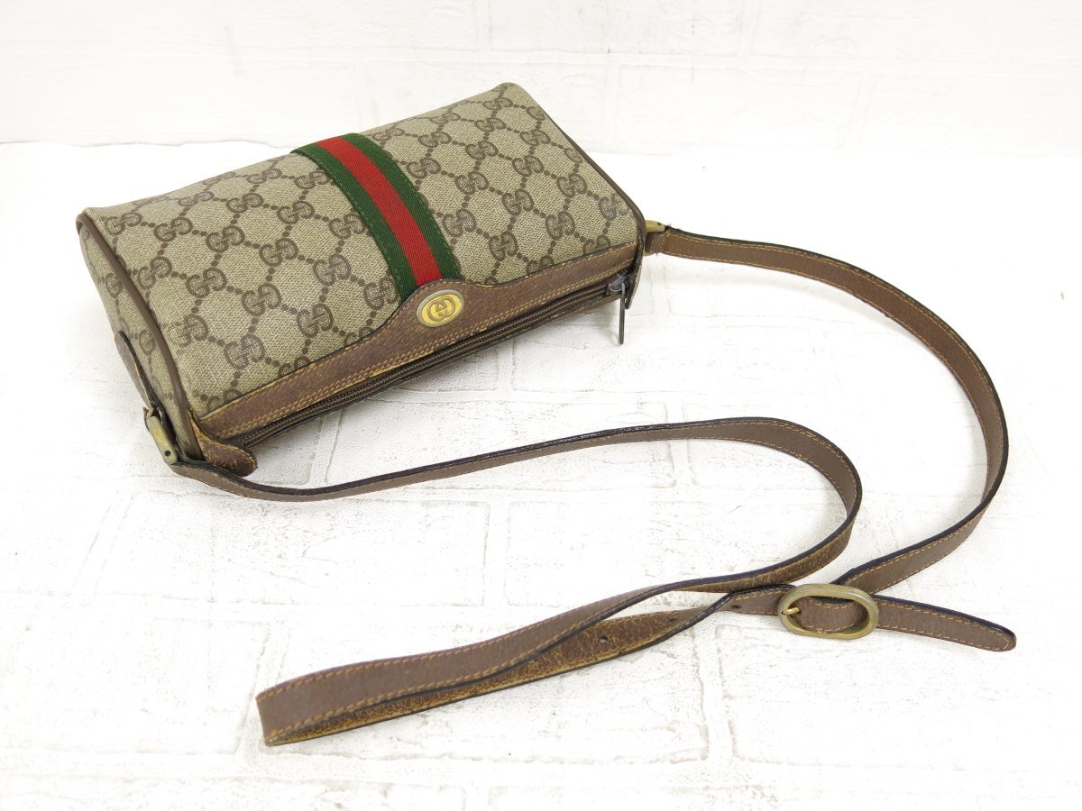 ◆GUCCI オールド グッチ◆GGスプリーム◆PVC レザー 本革◆ミニ ショルダー バッグ◆ベージュ G金具◆イタリア製◆ヴィンテージ◆A4864_画像2