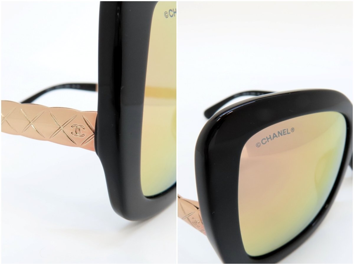 * super-beauty goods *CHANEL Chanel * matelasse 5370-A* here Mark * sunglasses * black bronze * Vintage * mirror lens *A4920