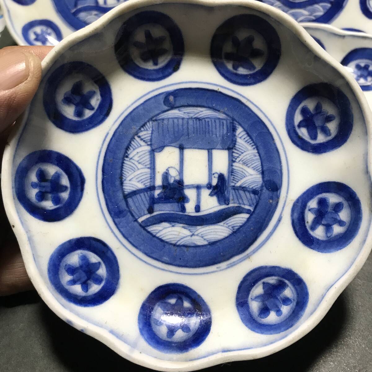  old Imari China Kyoyaki production ground unknown pot plate 6 customer protection box 