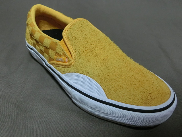 USA購入 激レア イエローALLスウェード素材仕様 チェッカー柄 バンス【Vans】Slip-On Pro (Hairy Suede) Banana 25.0㌢ 新品未使用_画像2