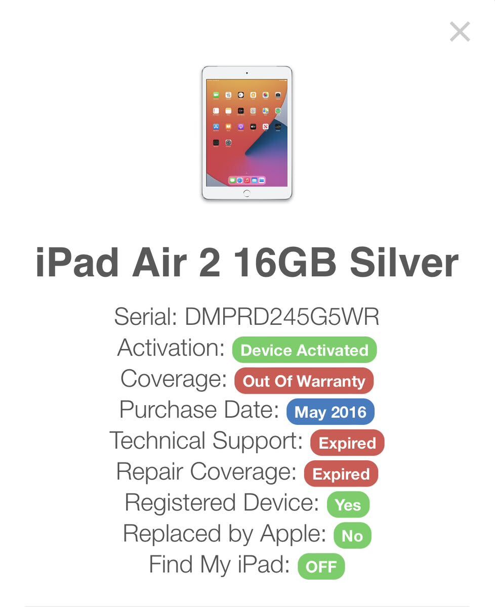 iPad Air2 Cellular 16GB シルバー ジャンク品の画像3