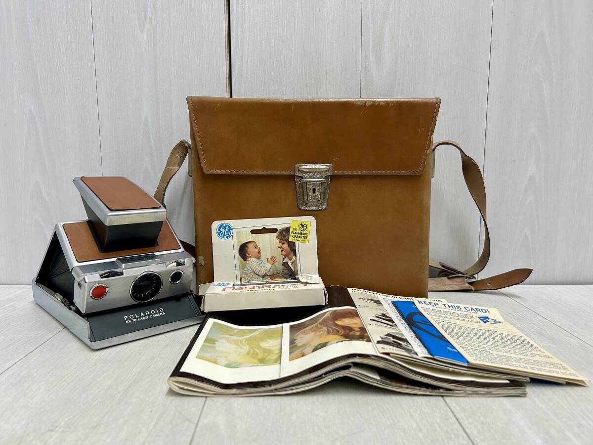  free shipping * POLAROID Polaroid SX-70 LAND CAMERA leather made case attaching instant Land camera retro Vintage camera case manual rare 