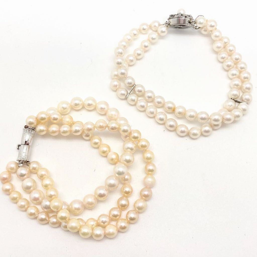 「アコヤ本真珠ブレスレット5点おまとめ」a 重量約118.5g ベビーパール 真珠 2連 pearl bracelet accessory silver DA0の画像4