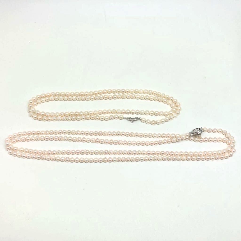 「アコヤ本真珠ネックレスおまとめ」a 約106g 約5.5-6.5mmパール pearl necklace accessory jewelry silver EA5_画像2