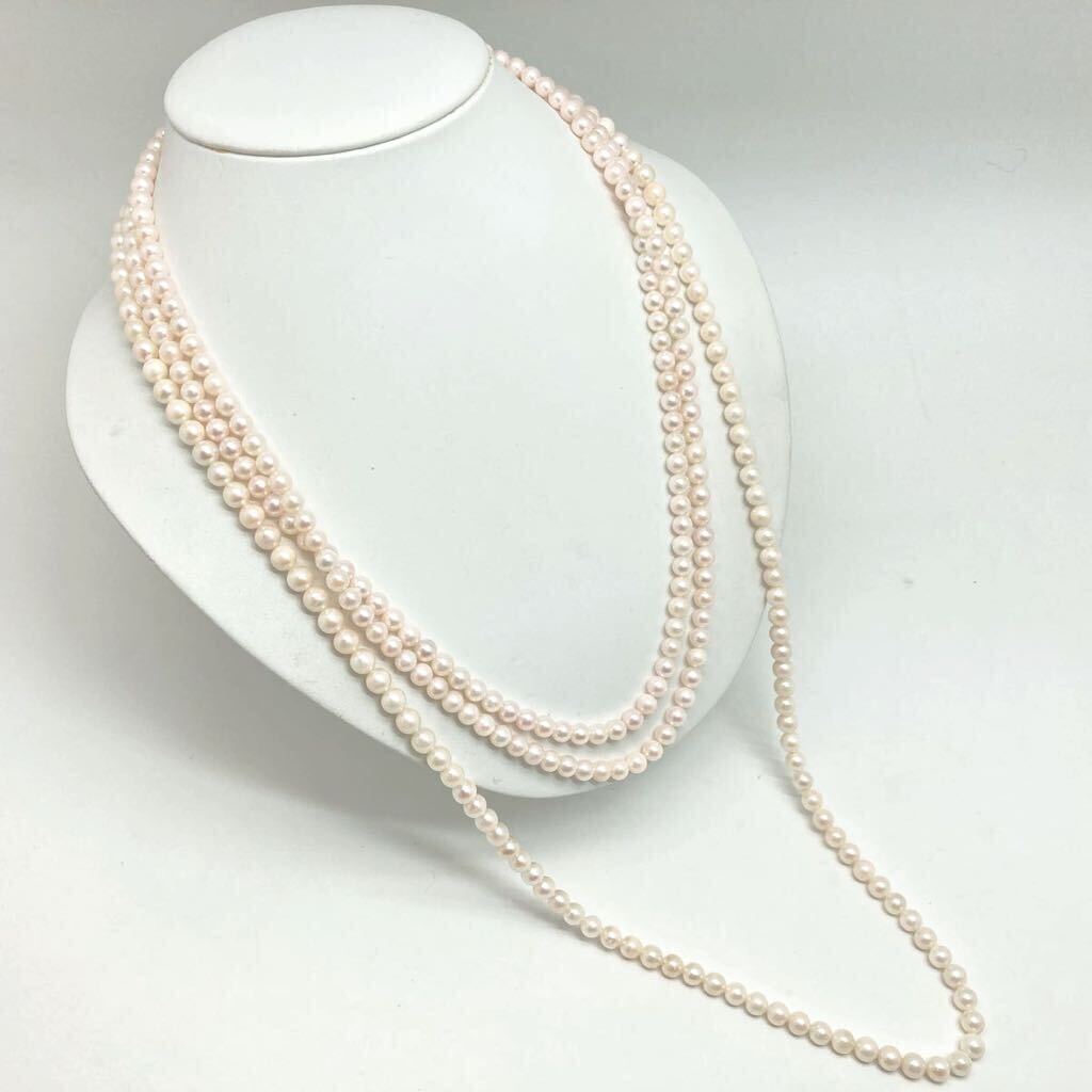 「アコヤ本真珠ネックレスおまとめ」a 約106g 約5.5-6.5mmパール pearl necklace accessory jewelry silver EA5_画像1
