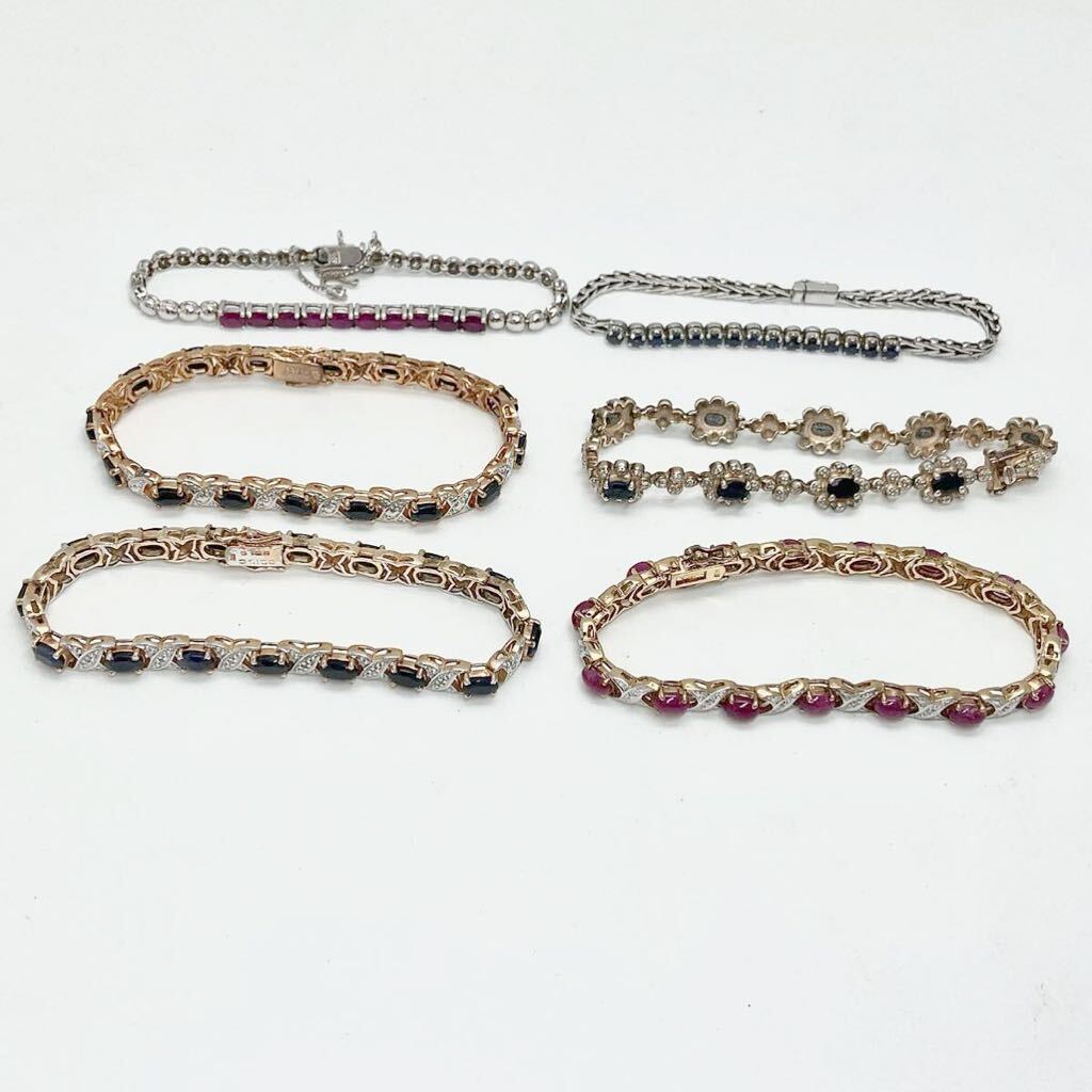 「サファイア/ルビーブレスレット6点おまとめ」a重量約88.5g 宝石 sapphire Sapphire ruby ルビーコランダム accessory jewelry CE0の画像2