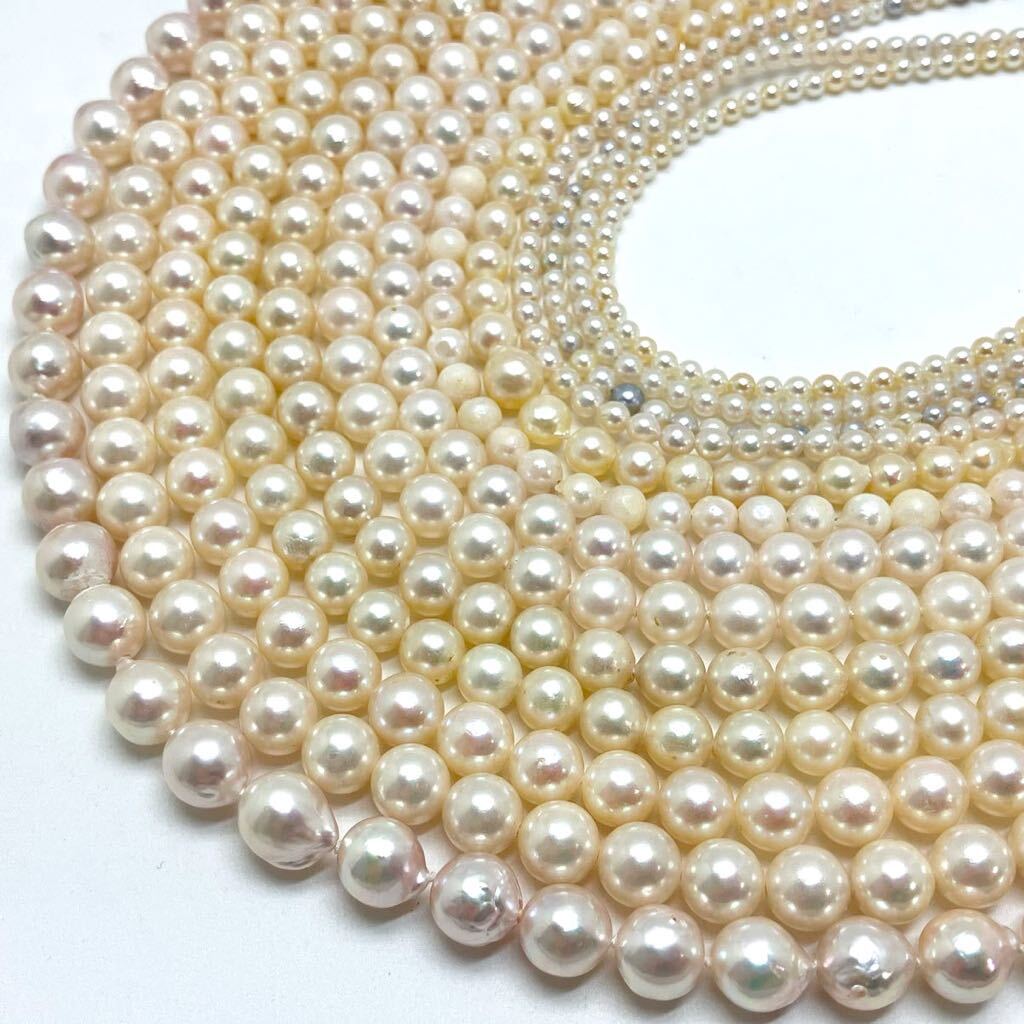 ［アコヤ本真珠アクセサリーパーツおまとめ］a 約311g 約3.0~9.0mm あこや ネックレス pearl necklace parts DA0の画像2