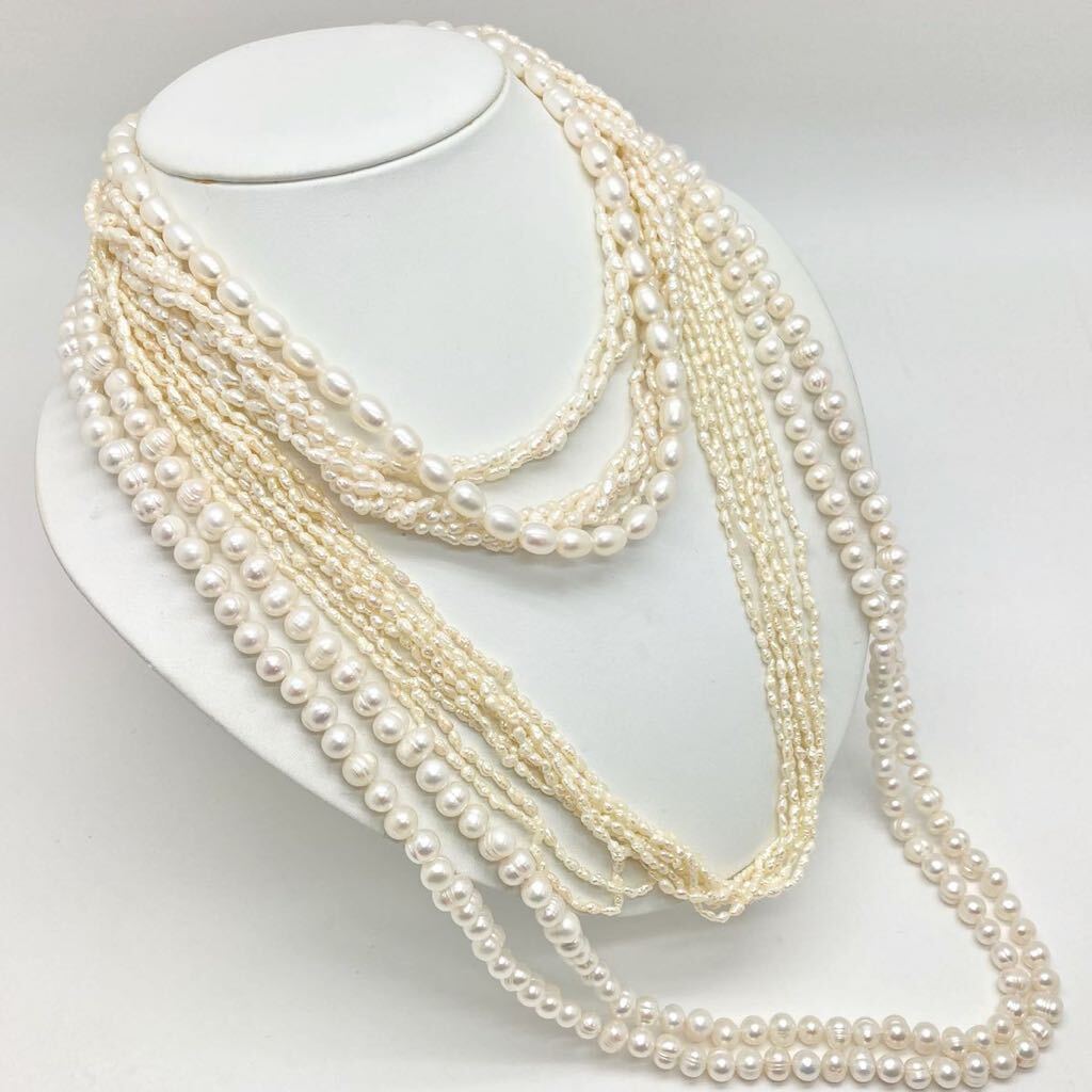 「淡水パールネックレス5点おまとめ」a 約245g 真珠 ケシ バロック ベビー pearl Pearl necklace jewelry silver DA0_画像1