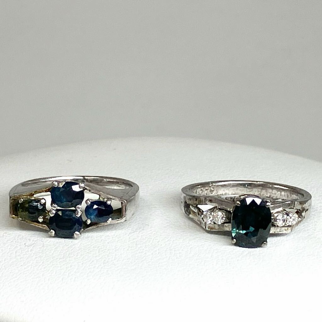 ［サファイアリング7点おまとめ］a重量約22.0g 宝石 sapphire コランダム accessory jewelry 指輪 ring SV 925 10号 15号 17号silver CE0の画像3