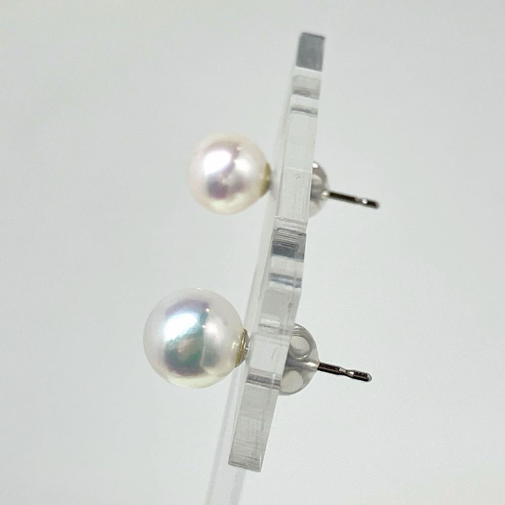 ［K14WG アコヤ本真珠ピアス］a 重量約1.6g 7.5mm珠 pearl Perl パール 冠婚葬祭 earring pierce jewelry ジュエリー DC5の画像4