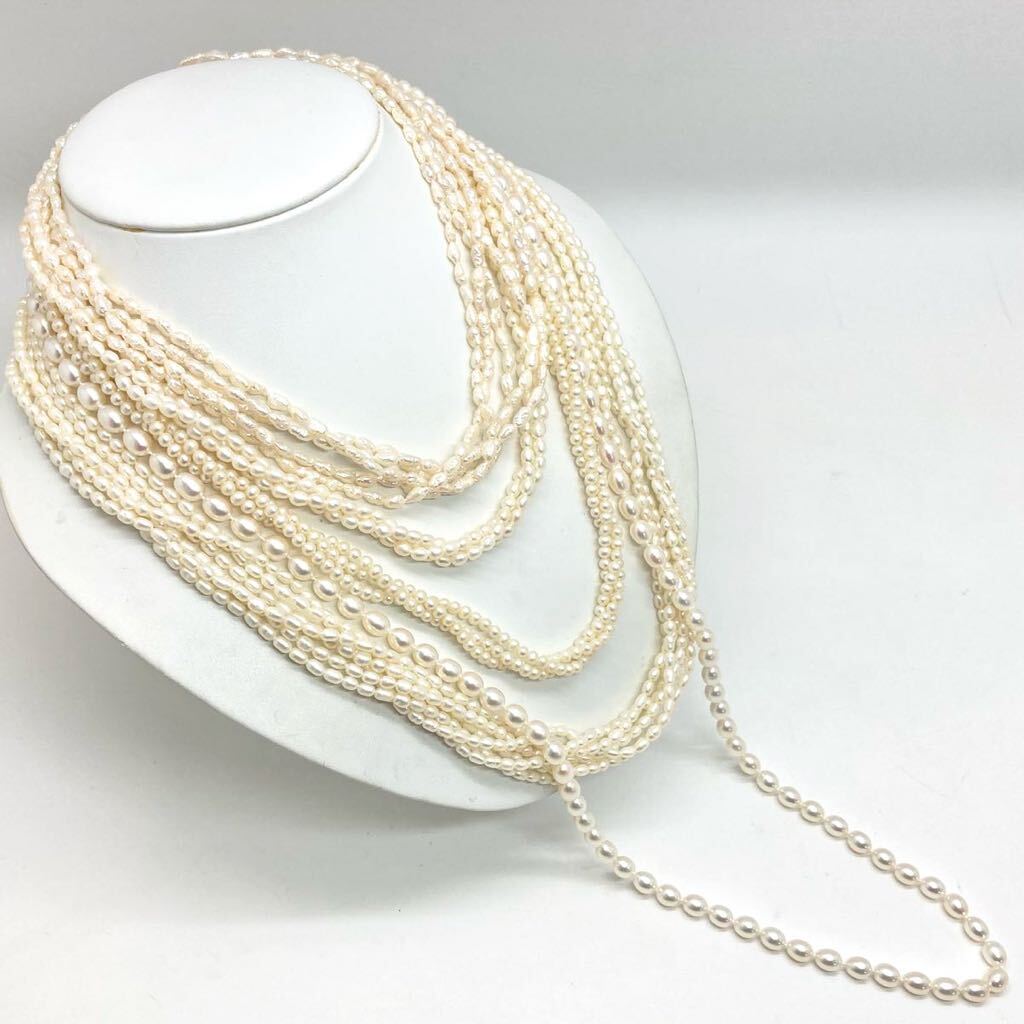 「淡水パールネックレス5点おまとめ」m 約 202g 真珠 ケシ バロック ベビー pearl Pearl necklace jewelry silver DA0の画像1