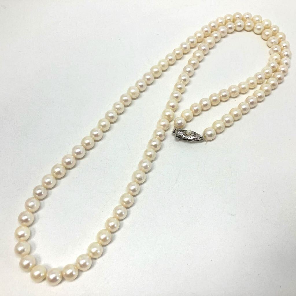［アコヤ本真珠ロングネックレス］m 重量約53.2g 約7.0-7.5mm珠 約71.5cm pearl necklace ジュエリー jewelry long DF0/DF0の画像1