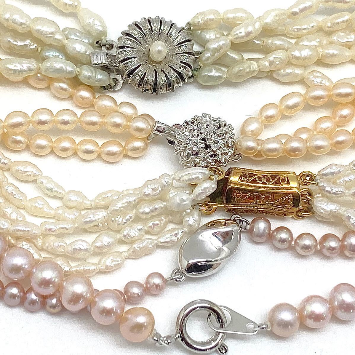 「淡水パールネックレスおまとめ」a 約170g 真珠 ケシ バロック ベビー pearl Pearl necklace jewelry silver DA0_画像4