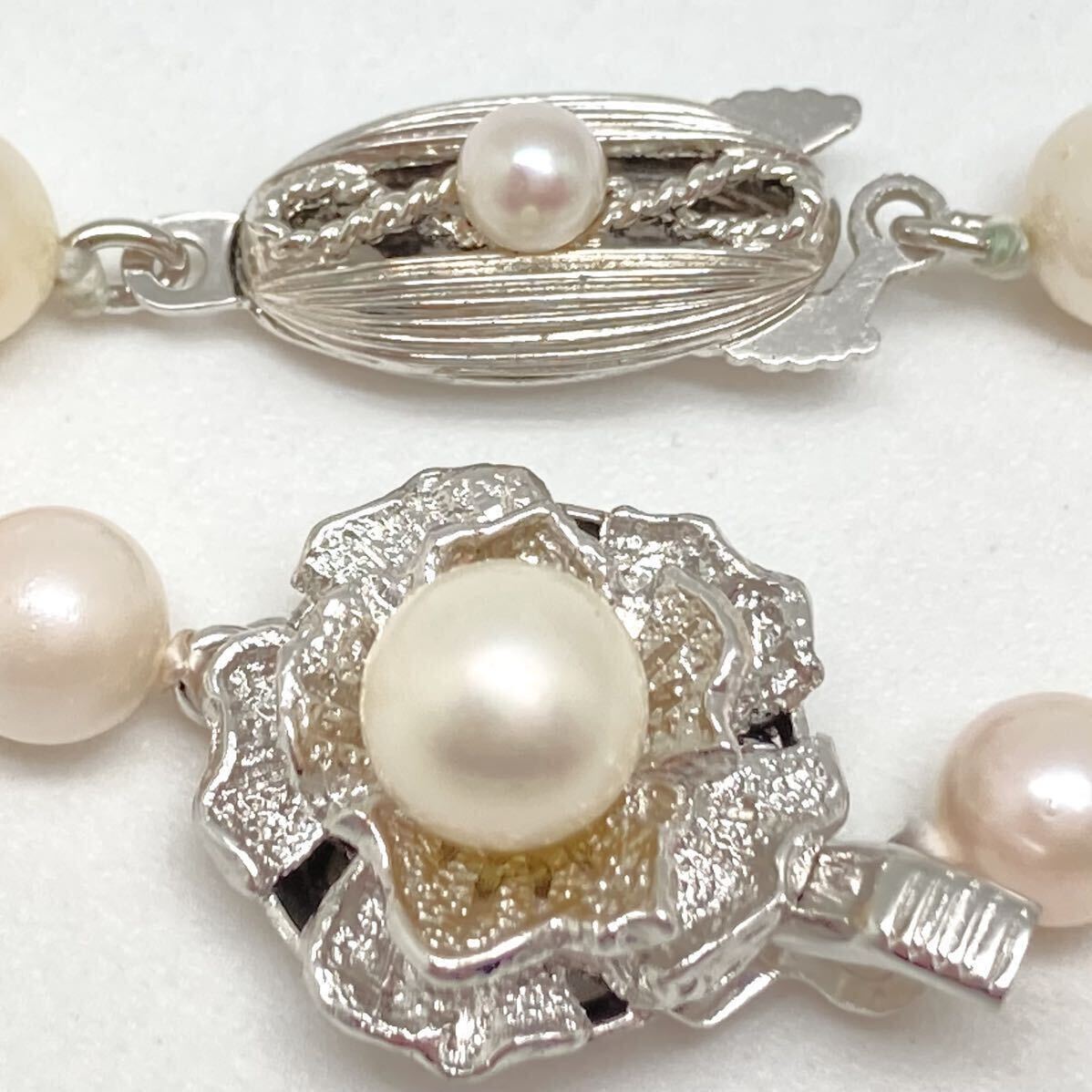 「アコヤ本真珠ネックレスおまとめ」a 約106g 約5.5-6.5mmパール pearl necklace accessory jewelry silver EA5_画像5