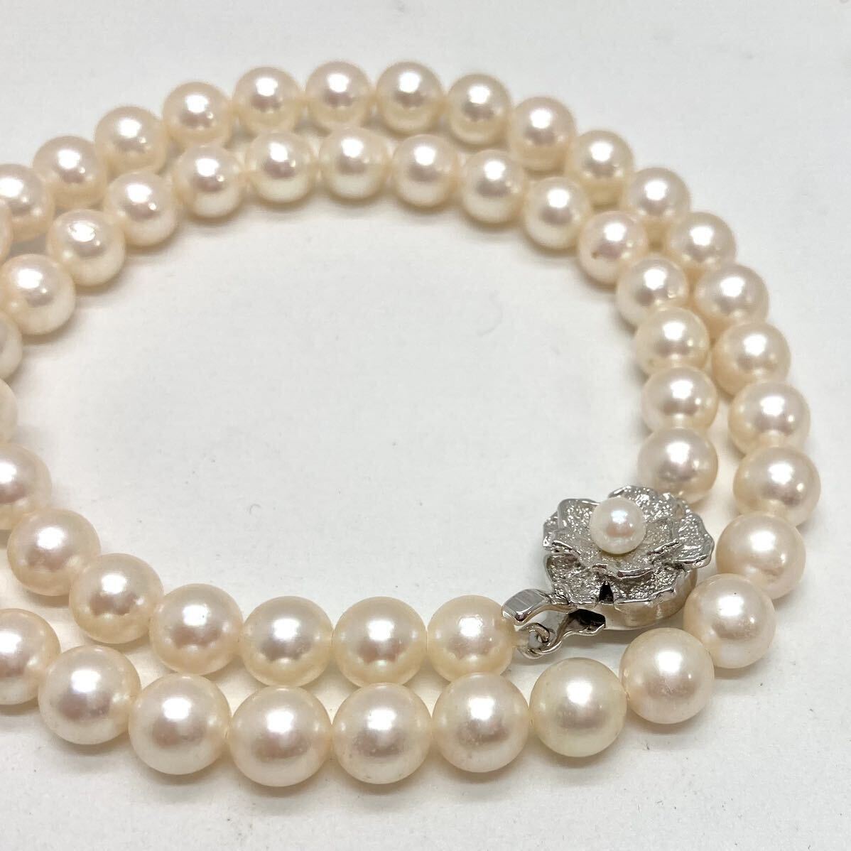 「アコヤ本真珠ネックレスおまとめ」a約91g 約6.5-7.5mmパール pearl necklace accessory jewelry silver DA0の画像3