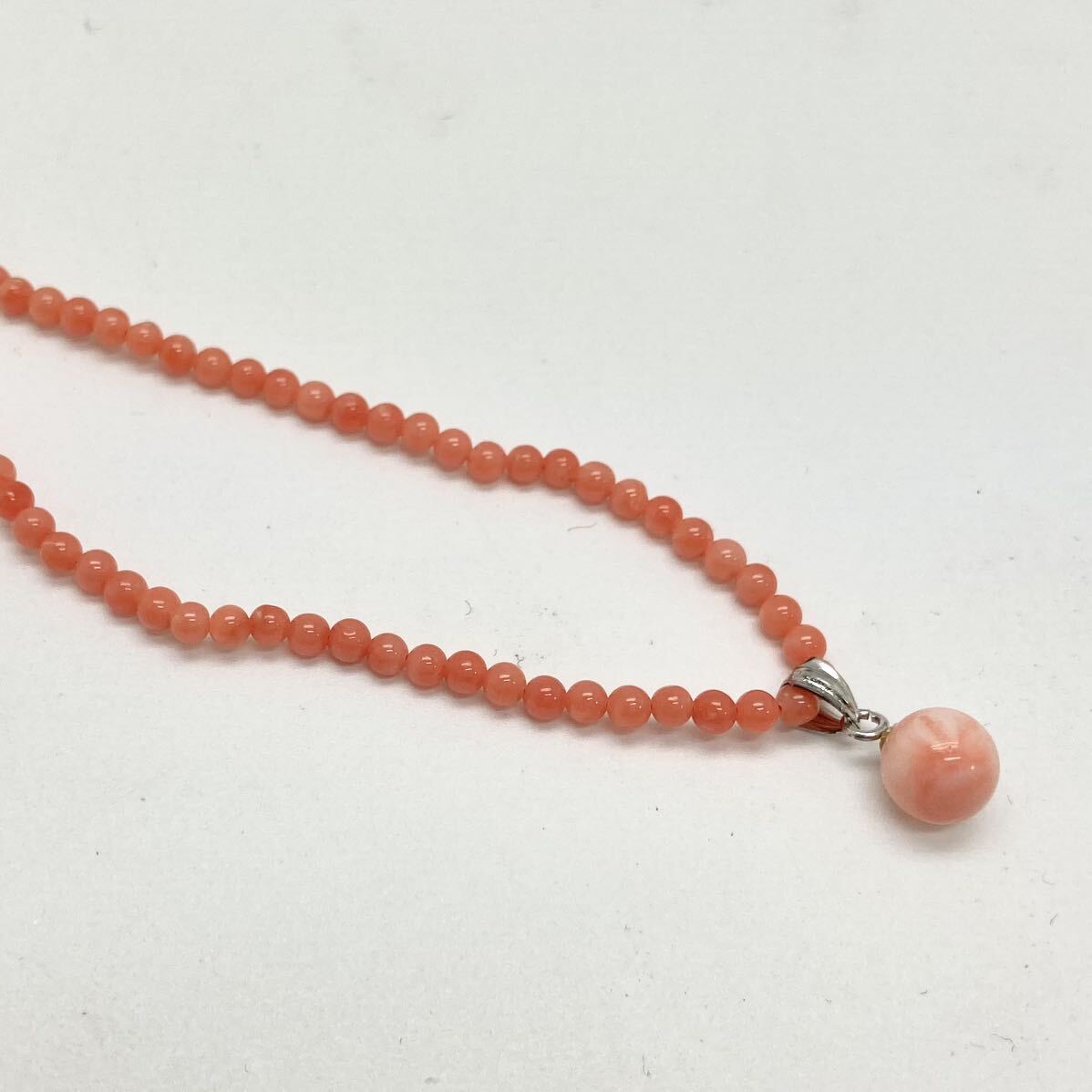 「珊瑚ネックレス5点おまとめ」a重量約125g サンゴ さんご necklace coral コーラル 赤 桃色 枝 丸玉 白 silver DB0 ロングの画像3