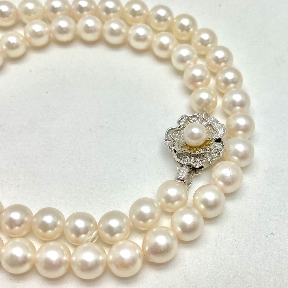 「アコヤ本真珠ネックレスおまとめ」m約29.1g 約6.5-7mmパール pearl necklace accessory jewelry silver DH0/DH0の画像2