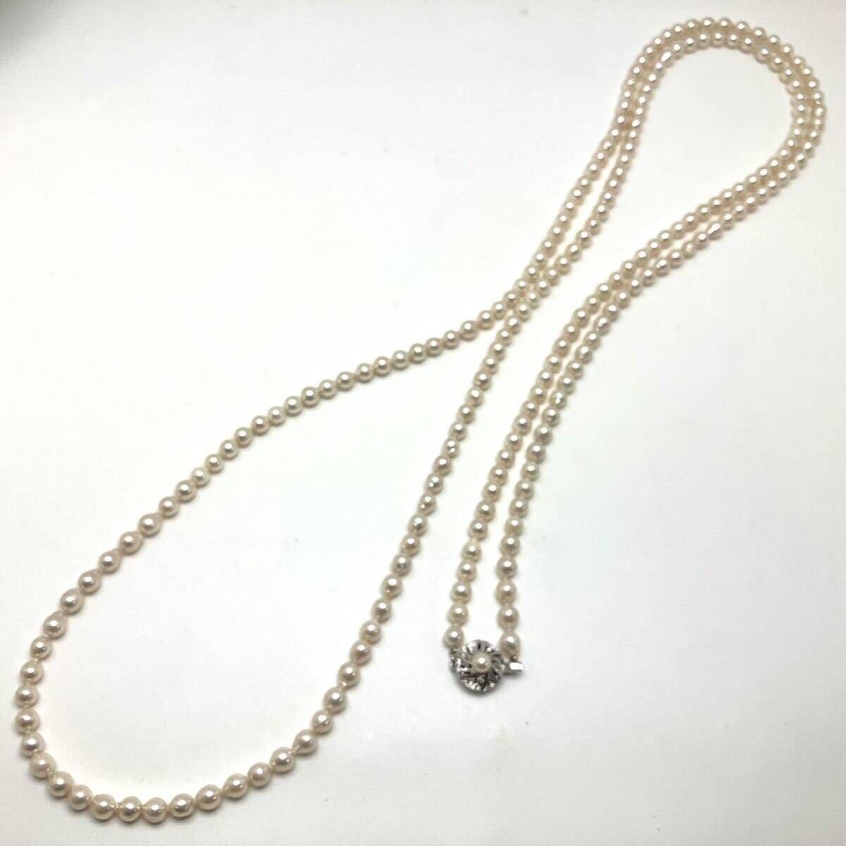［アコヤ本真珠ロングネックレス］a 重量約79.4g 約6.0mm 約154cm pearl long necklace silver DA0_画像4