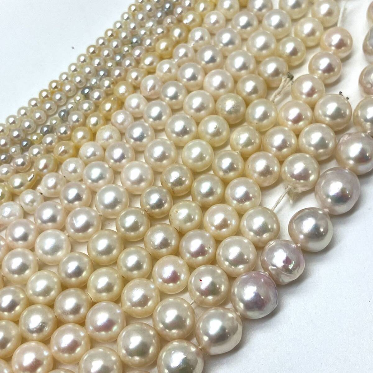 ［アコヤ本真珠アクセサリーパーツおまとめ］a 約311g 約3.0~9.0mm あこや ネックレス pearl necklace parts DA0の画像4