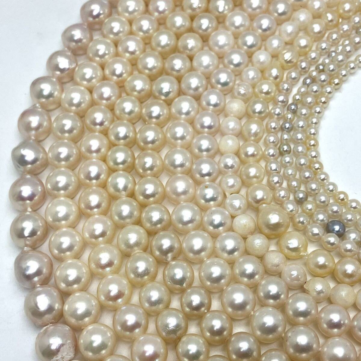 ［アコヤ本真珠アクセサリーパーツおまとめ］a 約311g 約3.0~9.0mm あこや ネックレス pearl necklace parts DA0の画像3