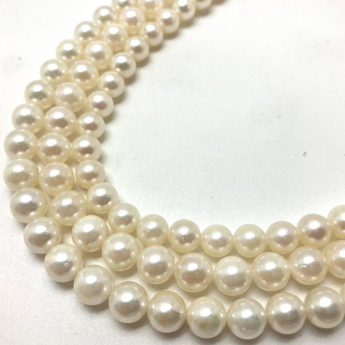 ［アコヤ本真珠ネックレス3点おまとめ］a 重量約76.9g 約6.0~7.0mm珠 真珠 パール pearl necklace accessory jewelry silver DA0_画像3