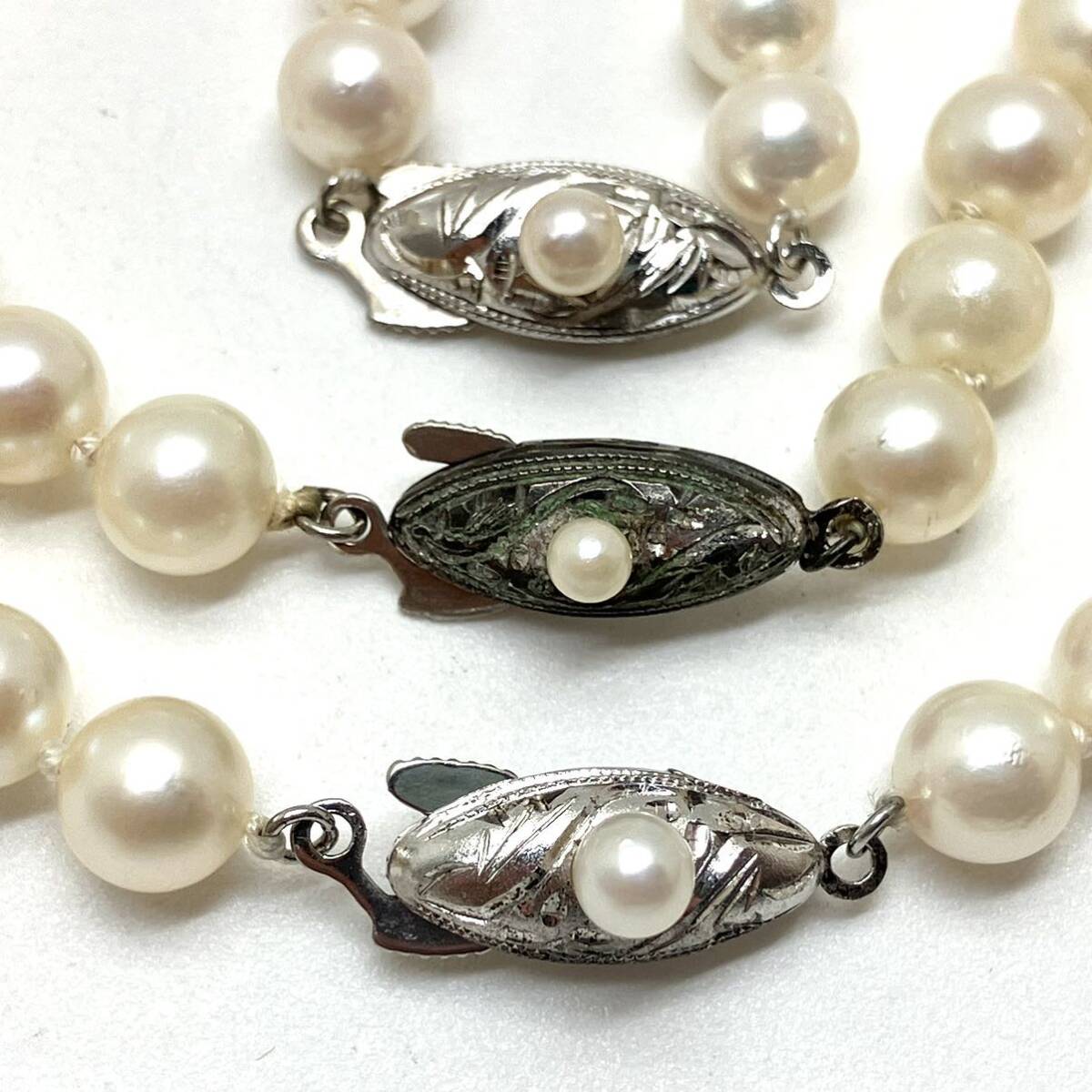 ［アコヤ本真珠ネックレス3点おまとめ］a 重量約62.0g 約5.5~6.5mm珠 真珠 パール pearl necklace accessory jewelry silver DA0_画像5