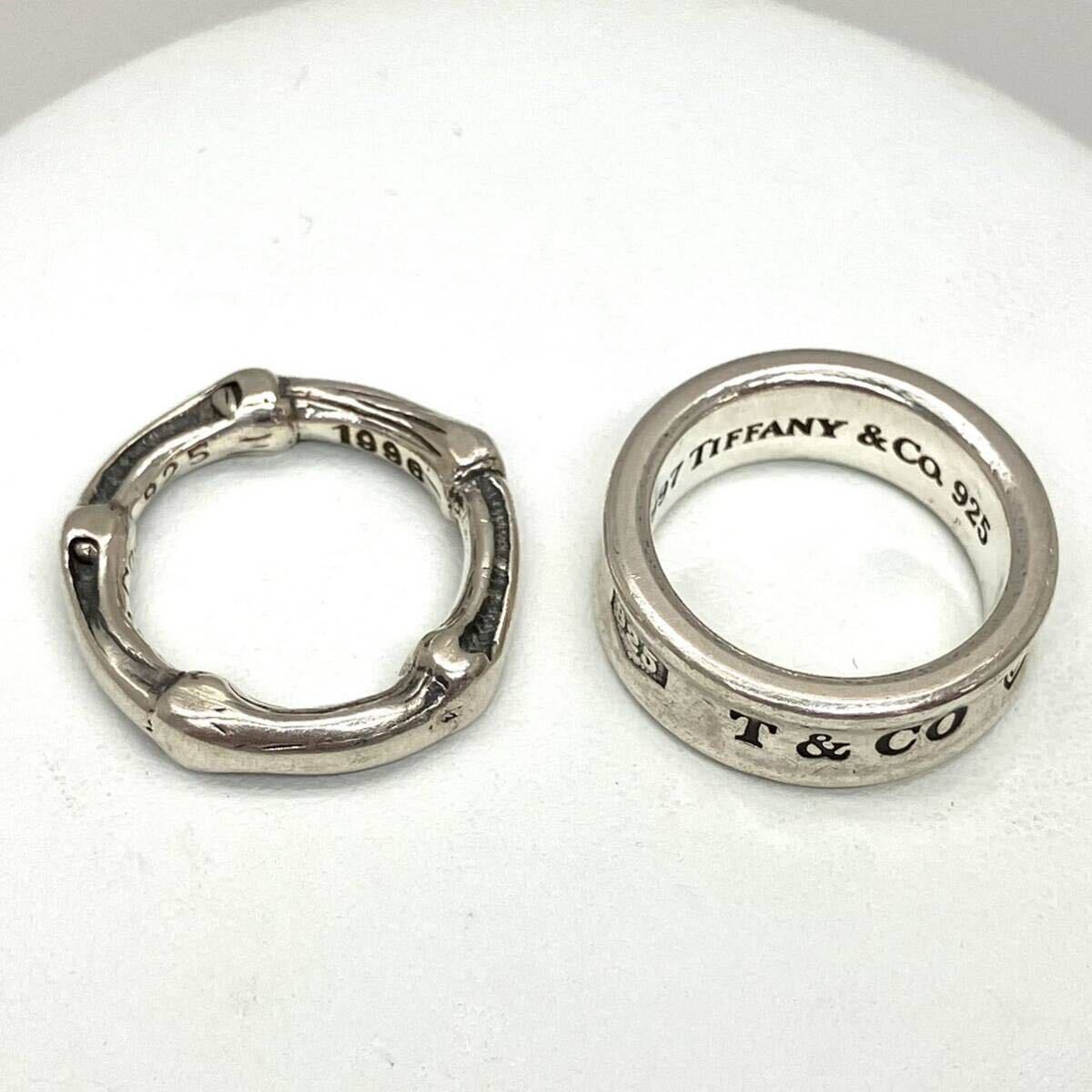 ［TIFFANY&Co. (ティファニー)リング2点おまとめ］a 約13.5g ナロー バンブー jewelry accessory silver 1996 1997 925 7号 10号 CE0の画像6