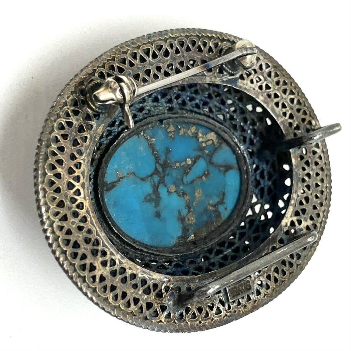 ［トルコ石・ラピスラズリブローチ13点おまとめ］a 約170g ターコイズ turquoise lapis lazuli pendant silver 925 アルパカ PERU CE0の画像7