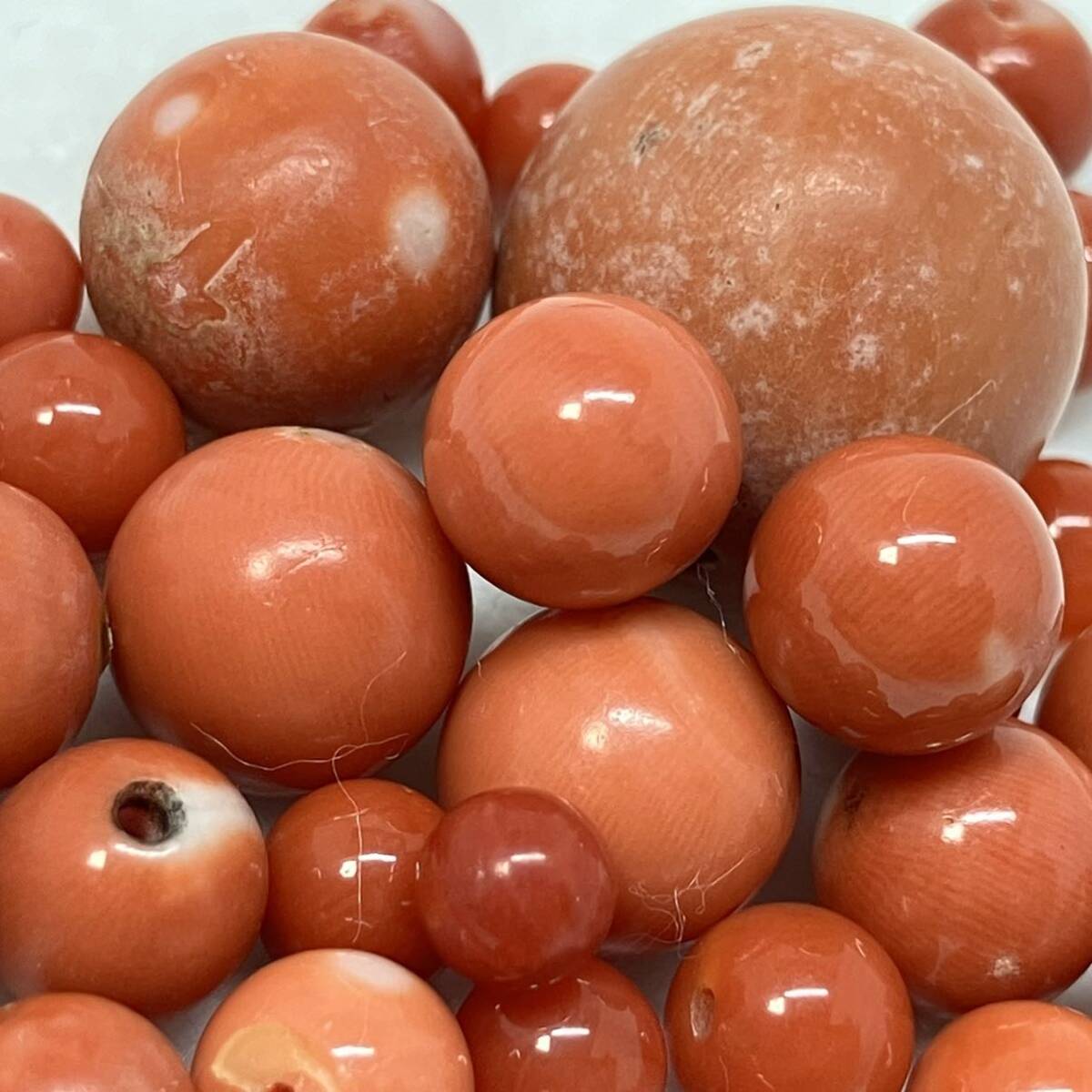 [... summarize 142.5ct]a 28.5g approximately 3.5~12.5mm loose unset jewel jewelry jewelry coral coral coral san . red circle sphere parts parts CE0